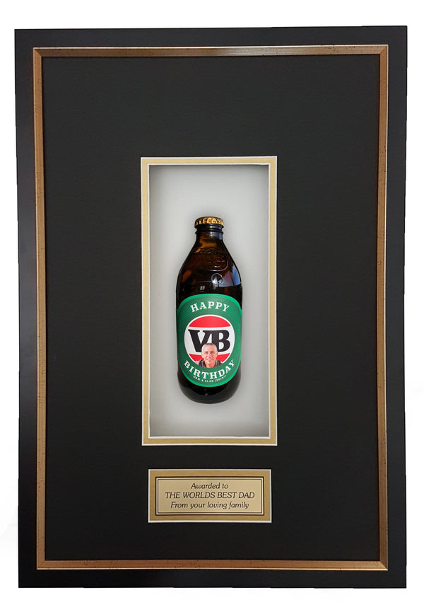 VICTORIA BITTER Deluxe Framed Beer bottle with Engraving (50cm x 34cm)-My Brand And Me