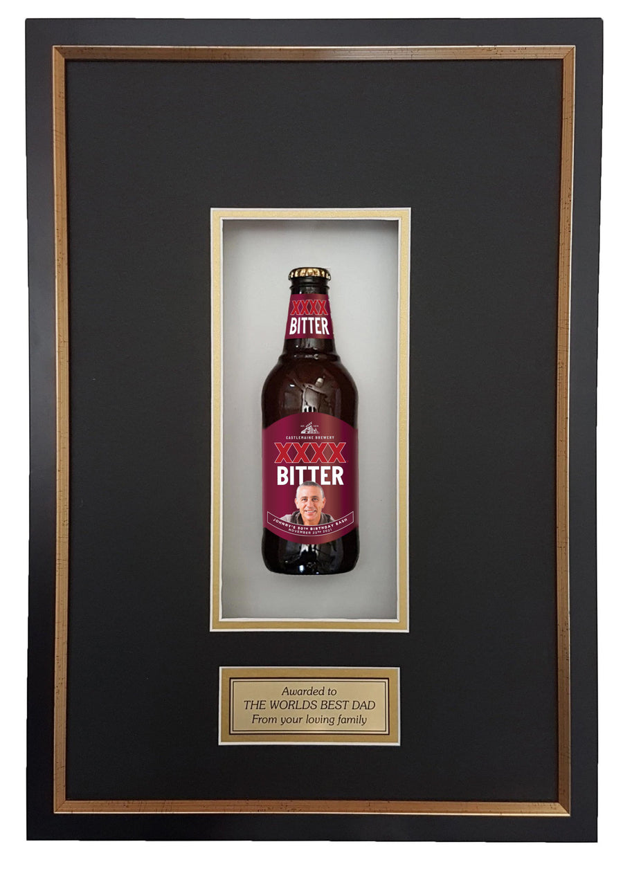 XXXX BITTER Framed Beer Bottle (44cm x 24cm) (beer not included)