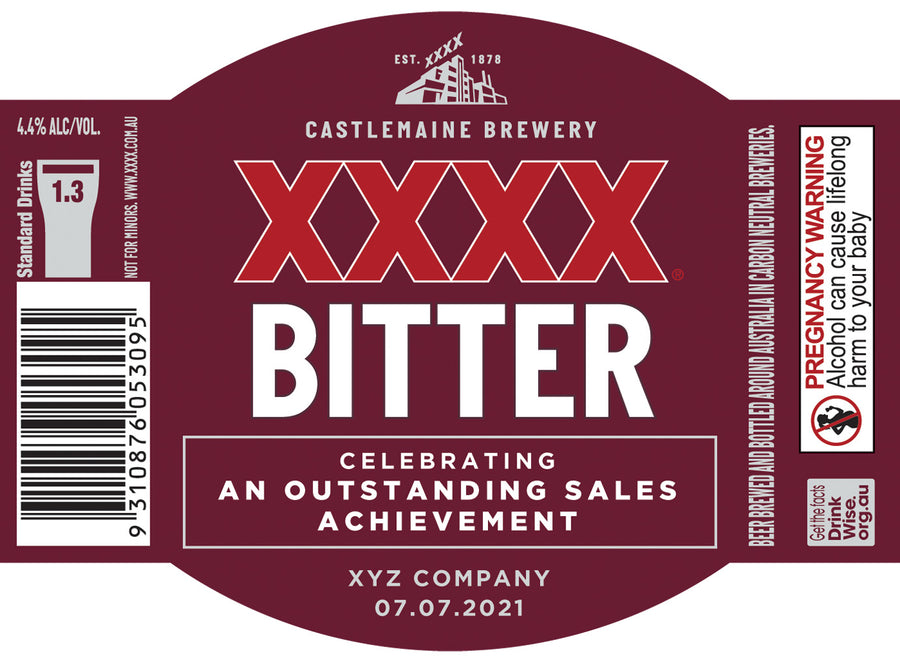 XXXX BITTER 6 x 375ml Stubby labels with PICTURE AND/OR TEXT (beer not included)