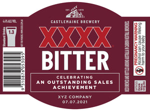 XXXX BITTER 24 x 375ml Stubby labels with PICTURE AND/OR TEXT (beer not included)