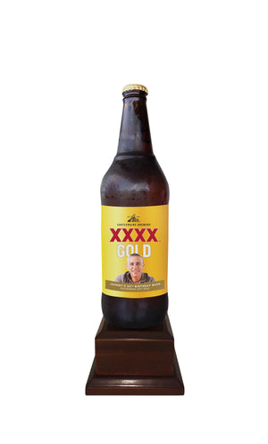 XXXX GOLD Long Neck Bottle on Pedestal with PERSONALISED LABEL (beer not included)