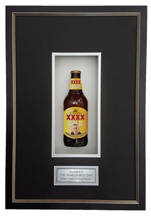 XXXX GOLD Deluxe Framed Beer bottle with Engraving (50cm x 34cm) (beer not included)
