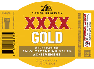 XXXX GOLD 24 x 375ml Stubby labels with PICTURE AND/OR TEXT (beer not included)